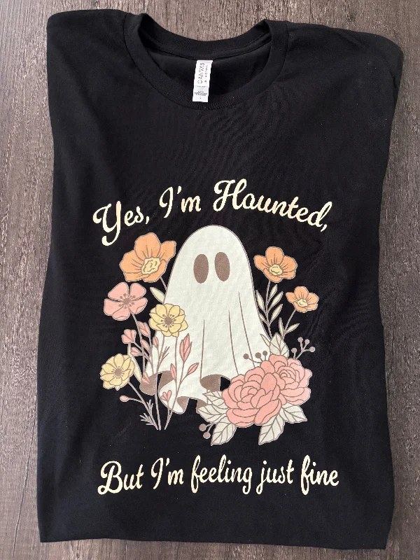 YES, I’M HAUNTED SHIRT Lace Blend Ribbed Blend Corduroy Blend