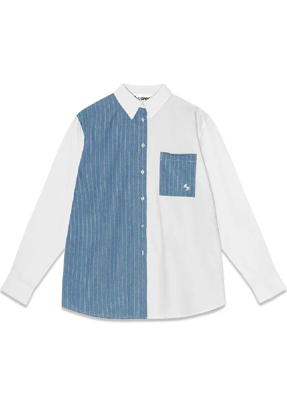 VAGO UNISEX SHIRT - White/Blue Chenille Brocade Lace