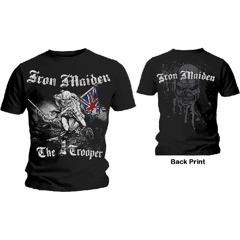 Iron Maiden Adult T-Shirt - Sketched Trooper (Back Print) - Official Licensed Design - Worldwide Shipping Notch Collar Peter Pan Collar Cowl Neck