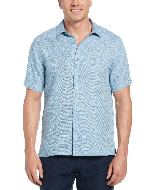 Linen Blend Tuck Panel Dobby Shirt Nylon Fabric Polyester Fabric Spandex Fabric