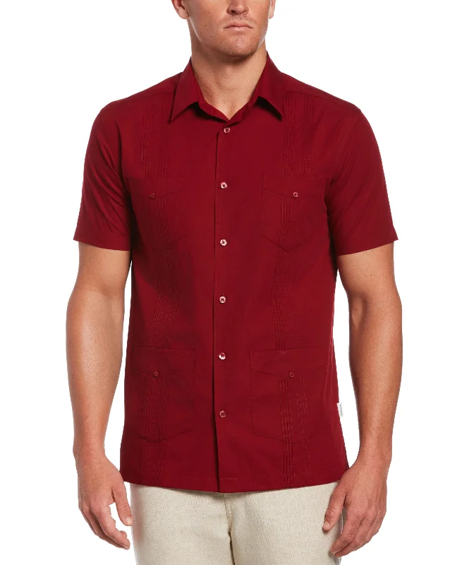 Big & Tall Four Pocket Guayabera Shirt Ribbed Striped Patterned