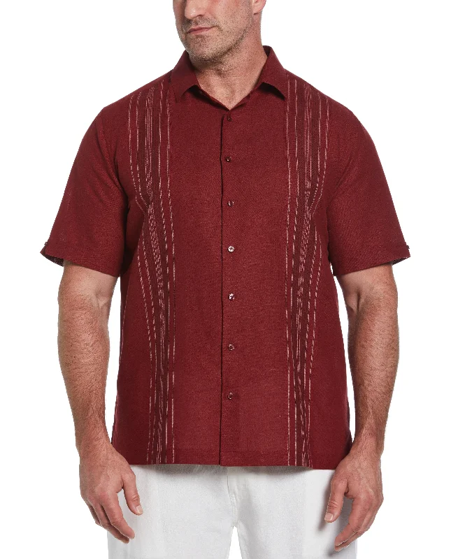 Big & Tall Linen Blend Yarn Dyed Panel Shirt Houndstooth Herringbone Solid