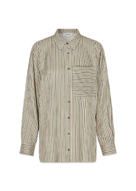 HissaMD print shirt - Soft Stripe Hooded Caped Shawl Collar