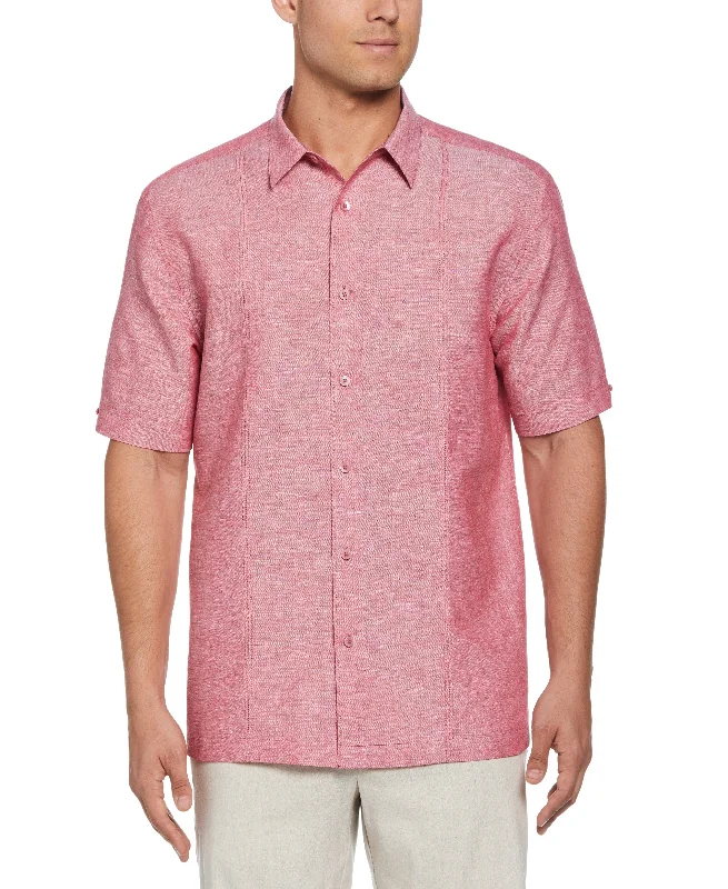Linen Blend Panel Shirt Zippered Front Buttoned Front Snap Front