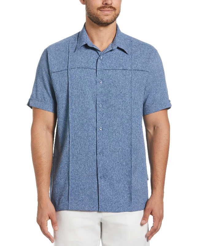 Two-Tone Cross Tuck Chambray Shirt Layered Multi-layer Single Layer