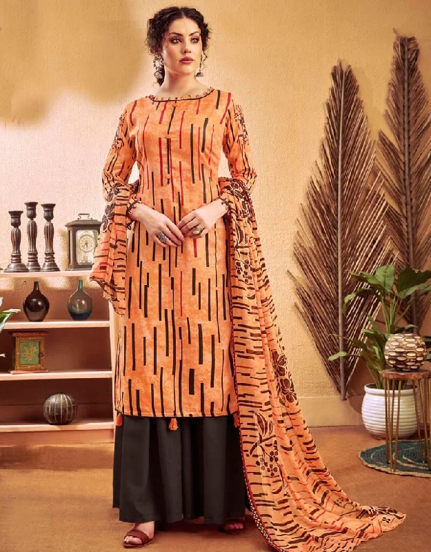 Orange Pure Zam Cotton Palazzo Dress Tunics Velvet soft