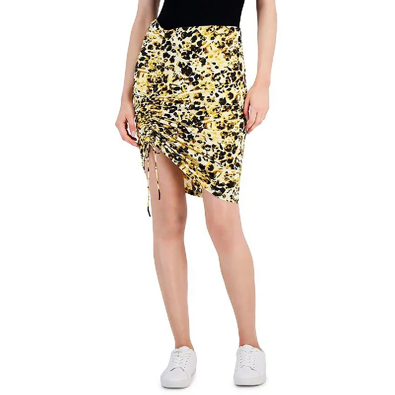 Womens Ruched Above Knee Mini Skirt patchwork skirt art