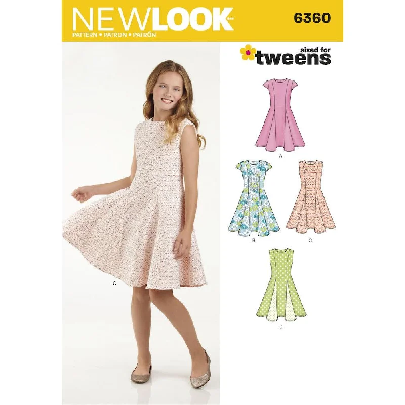 Newlook Pattern 6360 Girls' Sized for Tweens Dress Tunics Print Colorful