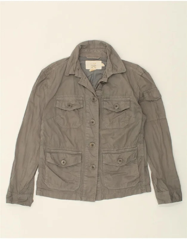 J. CREW Womens Utility Jacket UK 6 XS Grey Cotton Hooded Jacket Caped Jacket Shawl Collar Jacket