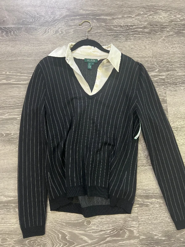 Lauren RL Stripe Wool/Silk Sweater (Size XL) Striped Floral Plaid