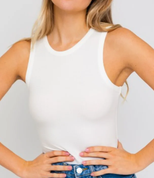 White High Neck Bodysuit Comfortable Sports Bodysuit