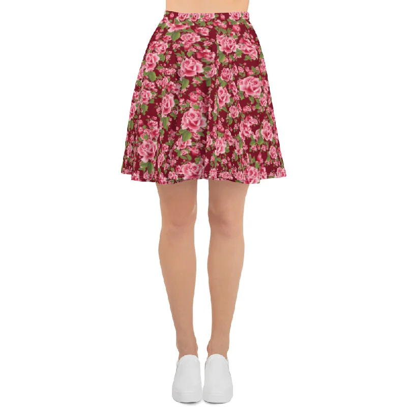 Flared Circle Cut Rose Skirt slim fit skirt