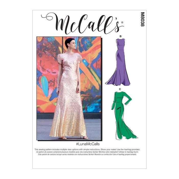 McCall's Pattern M8038 Misses' & Women's Special Occasion Dresses Tunics Print Colorful