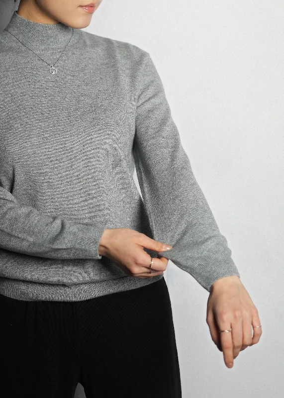 Mock Neck Cashmere Sweater Oversized Loose Flowy