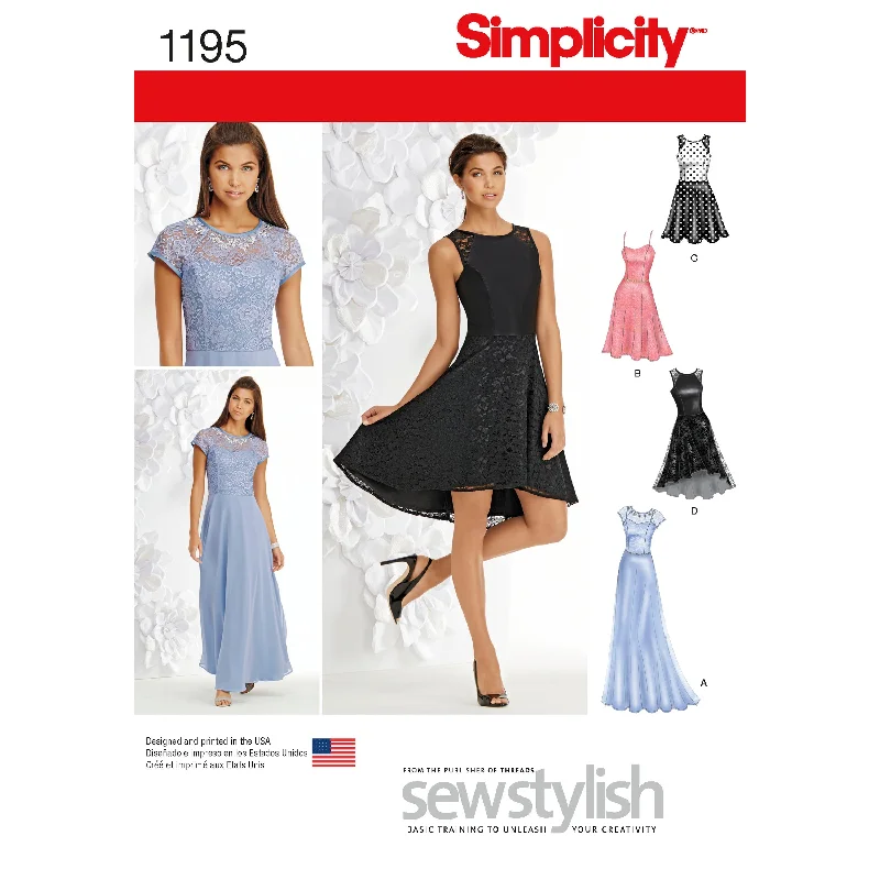 Simplicity Pattern 1195  Women's and Petite Special Occasion Dress Tunics Luxurious high-end