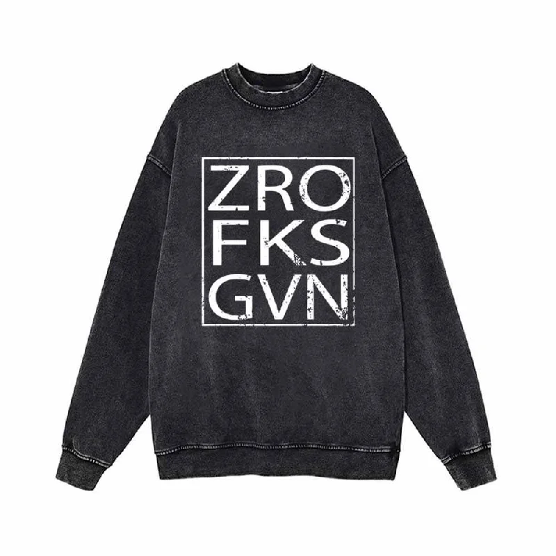 Square Frame English Letters Vintage Washed Sweatshirt Hoodie with Puffed Sleeves Voluminous Trendy