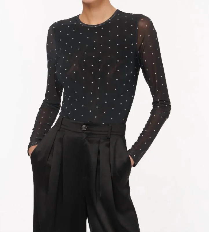Brooks Bodysuit In Black & White Elegant Back Zip Bodysuit