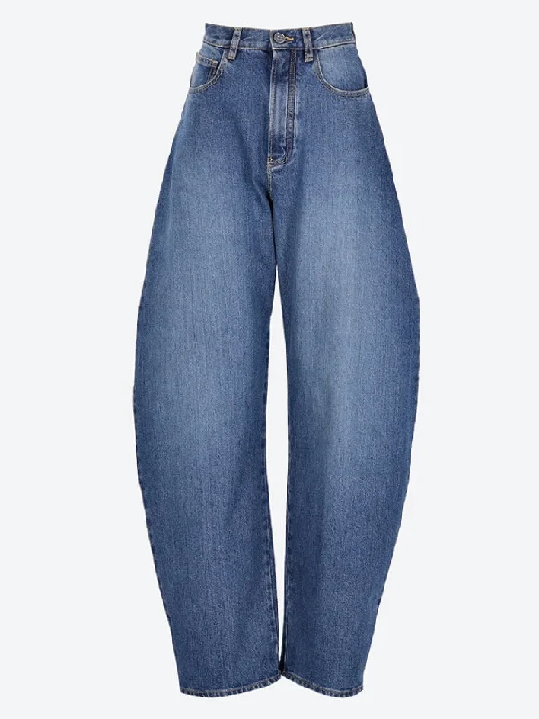 Stone washed round pants Elegant Palazzo Trousers
