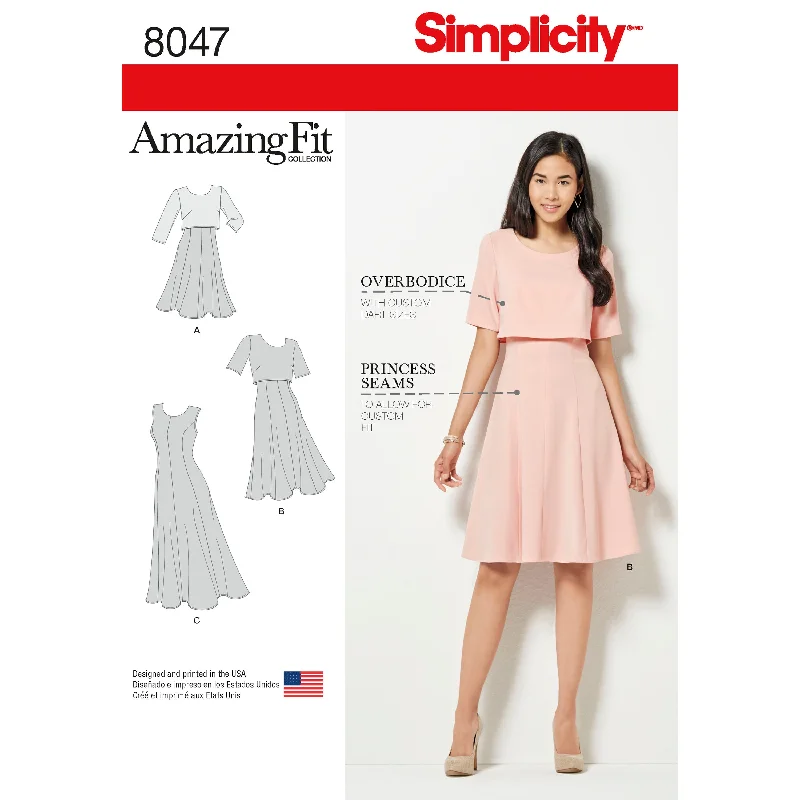 Simplicity Pattern 8047  Amazing Fit Women's Dress in Slim, Average & Curvy Fit Halter Neckline Beach