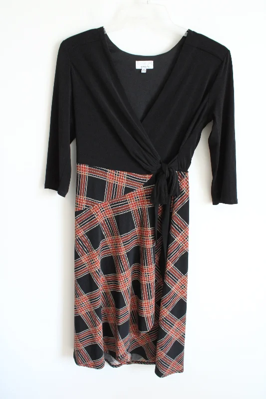 Signature Black & Brown Plaid Wrap Tied Dress | M Tunics Versatile functional