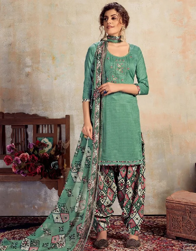 Green Pure Jam Cotton Patiyala Dress Tunics Stylish elegant