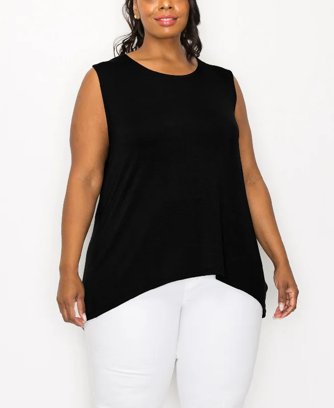 Plus Size Rayon Span Keyhole Button Back Tank Top turquoise tank top