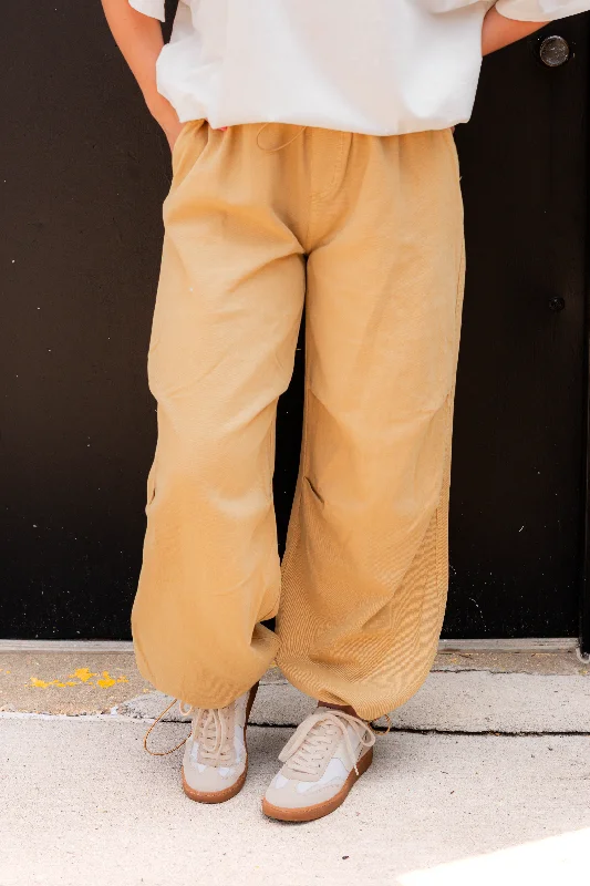Emelia Mid Rise Parachute Pant | Sand Stylish Harem Pants