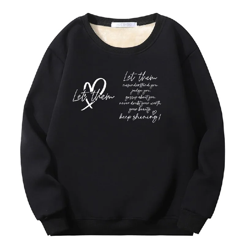 Let Them Keep Shining Crew Collar Fleece Sherpa Sweatshirt Hoodie Sweatshirt Pullover
