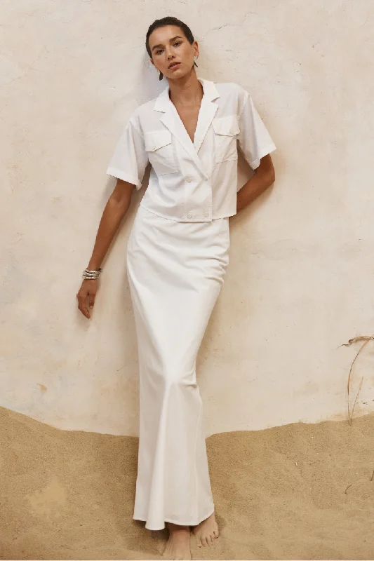 VERONA MAXI SKIRT - WHITE linen skirt natural