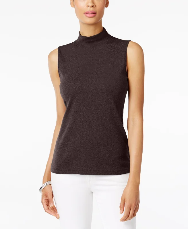 Karen Scott Mock Neck Tank Top grey tank top