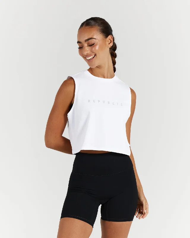 LOOSE CROP TANK - WHITE neon tank top