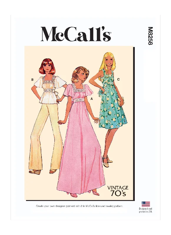 McCall's Pattern M8258 Misses' Dresses & Top Tunics Chic elegant