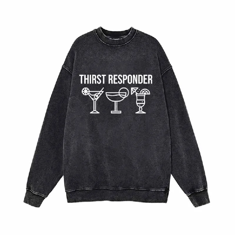 Thirst Responder Cocktail Funny Vintage Washed Sweatshirt Hoodie with Earth Tones Natural Calm
