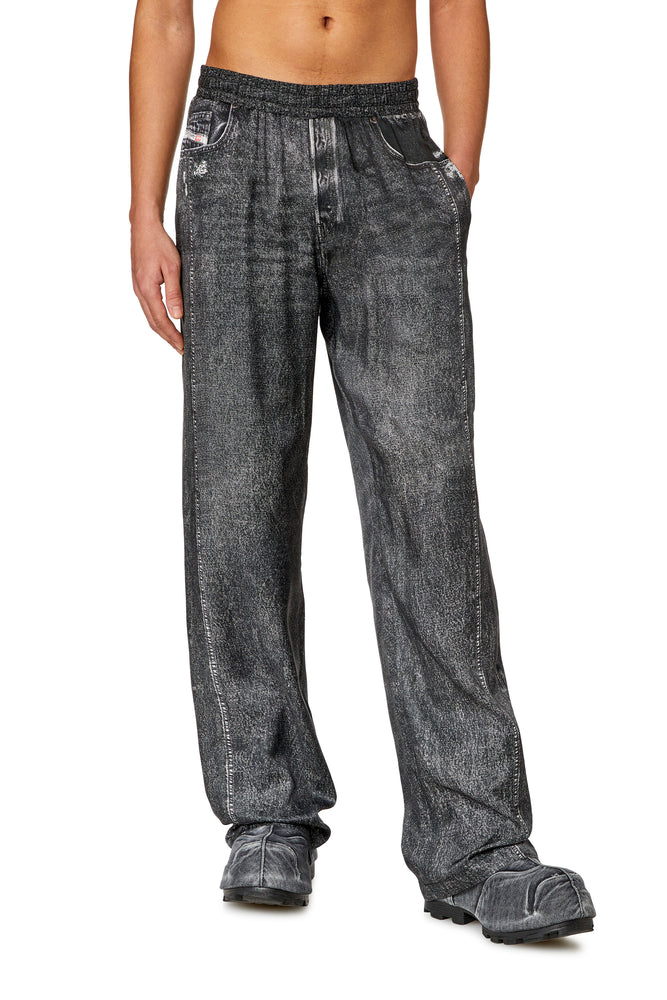 Track pants with denim print Trendy Tapered Pants