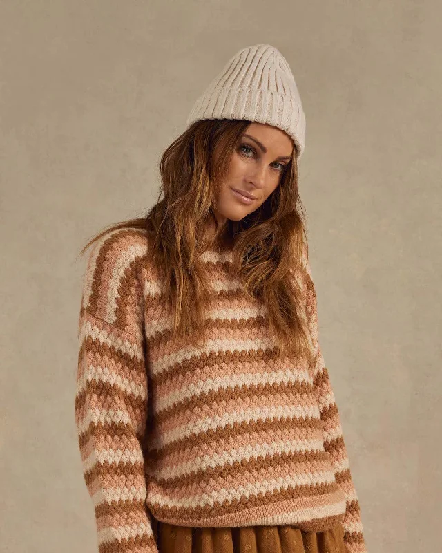 Rylee + Cru Women Aspen Sweater - Multi-Stripe Oversized Loose Flowy