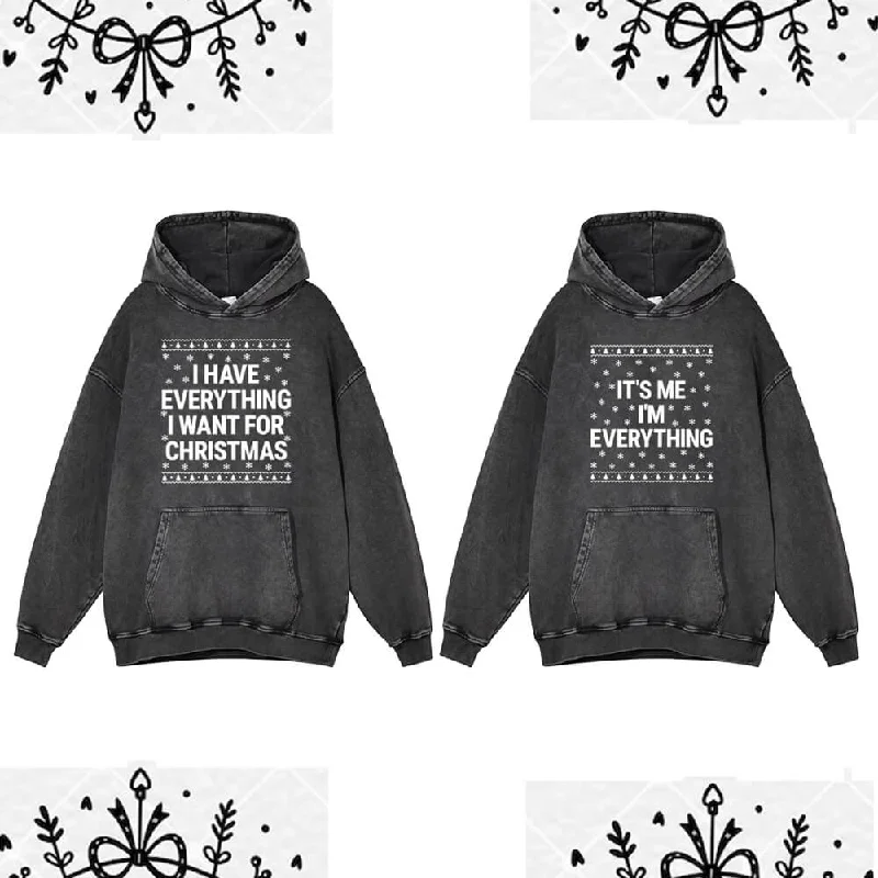 I Have Everything Letters Vintage Washed Couple Hoodie Hoodie with Magnetic Closure Innovative Modern
