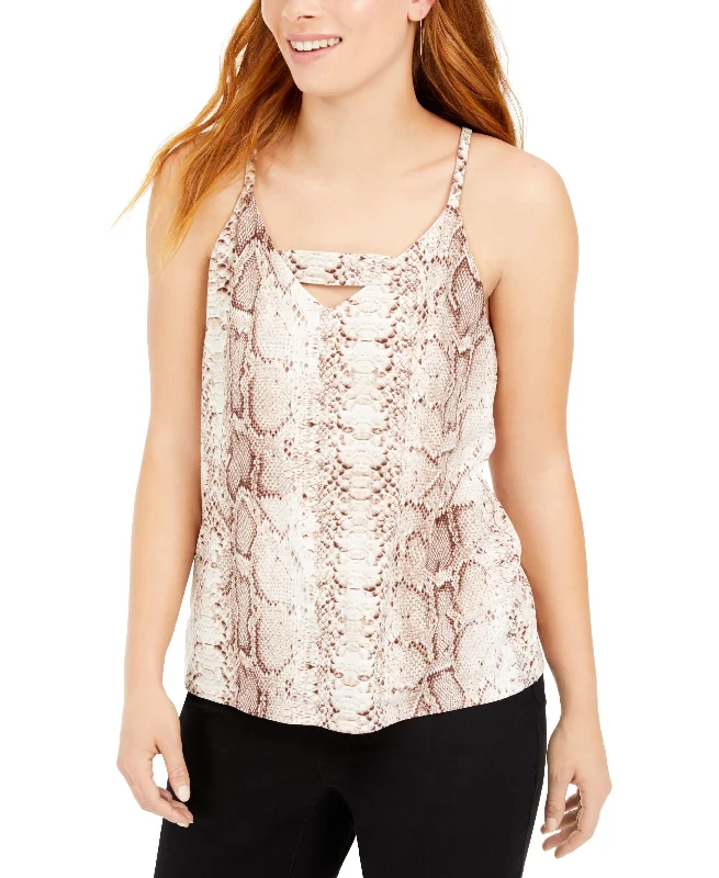 Bar III Petite Animal Print Tank Top mesh tank top