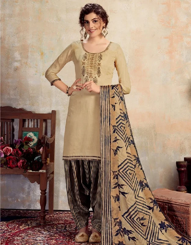 Cream Pure Jam Cotton Patiyala Dress Tunics Chic fashionable