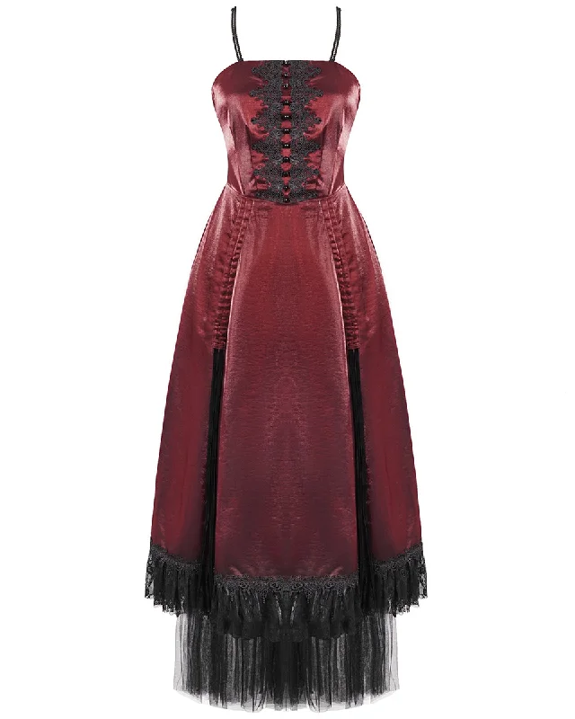Devil Fashion Insidious Desires Womens Tafetta Layered Ball Gown Dress - Red Boatneck Modish Everyday