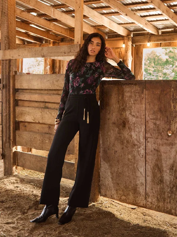 Crepe Pants With Sash Elegant Trouser Pants