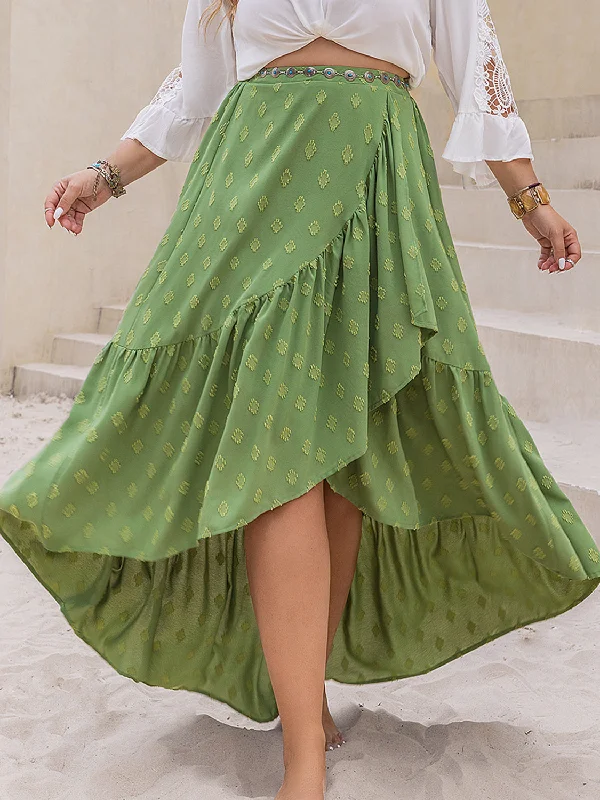 Plus Size High-Low Skirt wool skirt sturdy