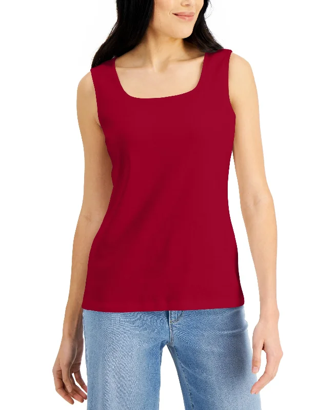 Square-Neck Cotton Tank Top cropped tank top