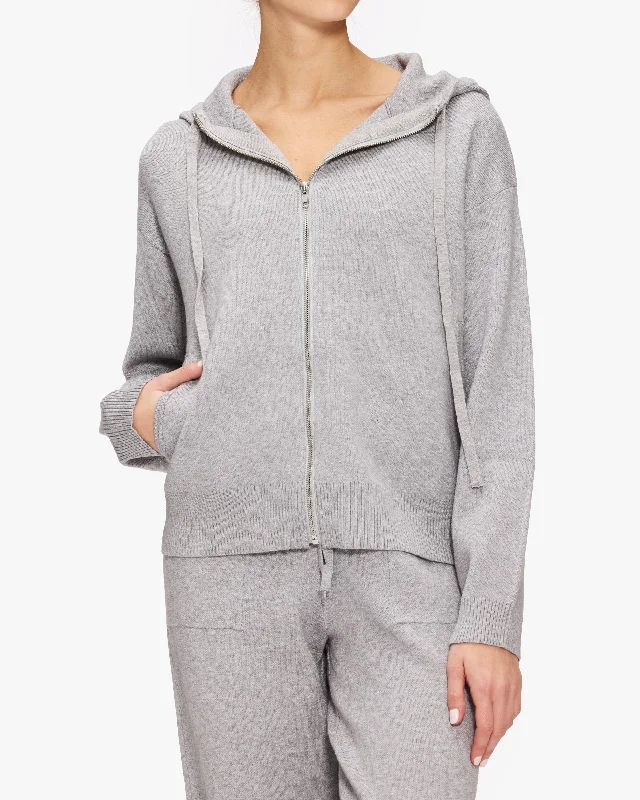 Monrow Supersoft Sweater Knit Zip Up Hoody Casual Formal Business