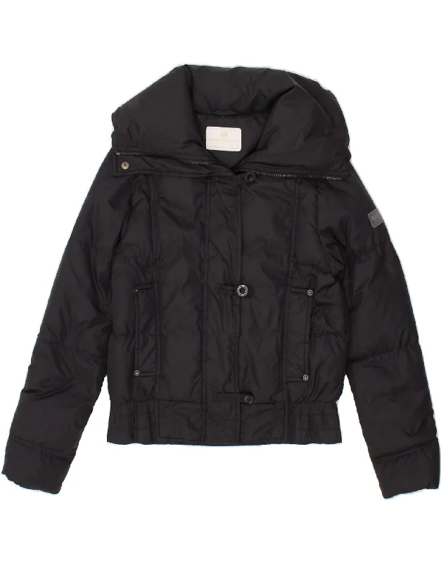 NORTH SAILS Womens Graphic Hooded Padded Jacket UK 10 Small Black Wool Jacket Cashmere Jacket Tweed Jacket