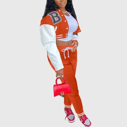 Women's Long Sleeve Letter/Number Pants Set L 292812 Casual Sweatpants Style