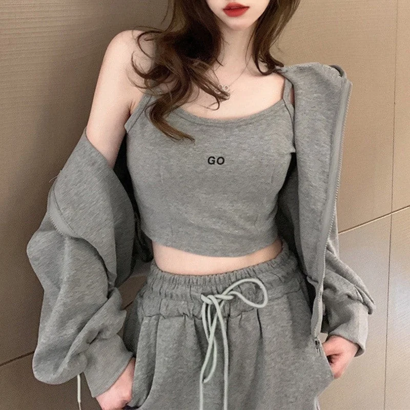 3 Pcs Women's Long Sleeve Letter/Number Pants Set 472737  - M Modern Bootcut Pants