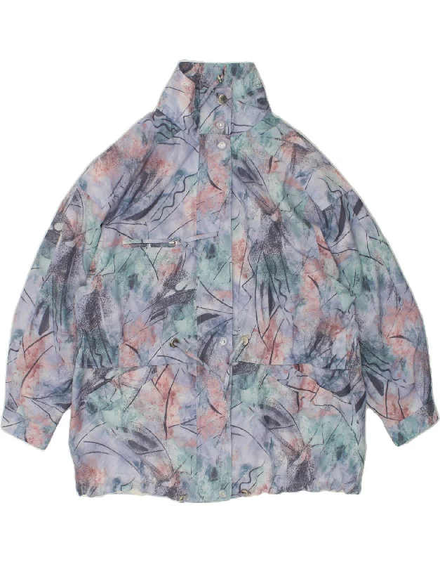 VINTAGE Womens Abstract Pattern Rain Jacket UK 20 2XL Multicoloured Faux Fur Fabric Real Fur Fabric Shearling Fabric