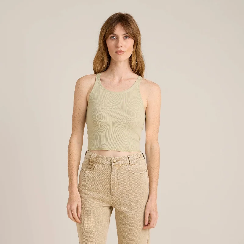 Wind Worn Tank Top - Eucalyptus glitter tank top