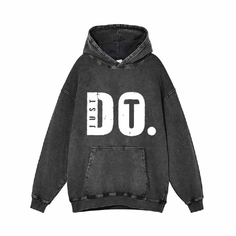Just Do It Vintage Washed Hoodie Sweatshirt Hoodie with Hem Lace Feminine Delicate