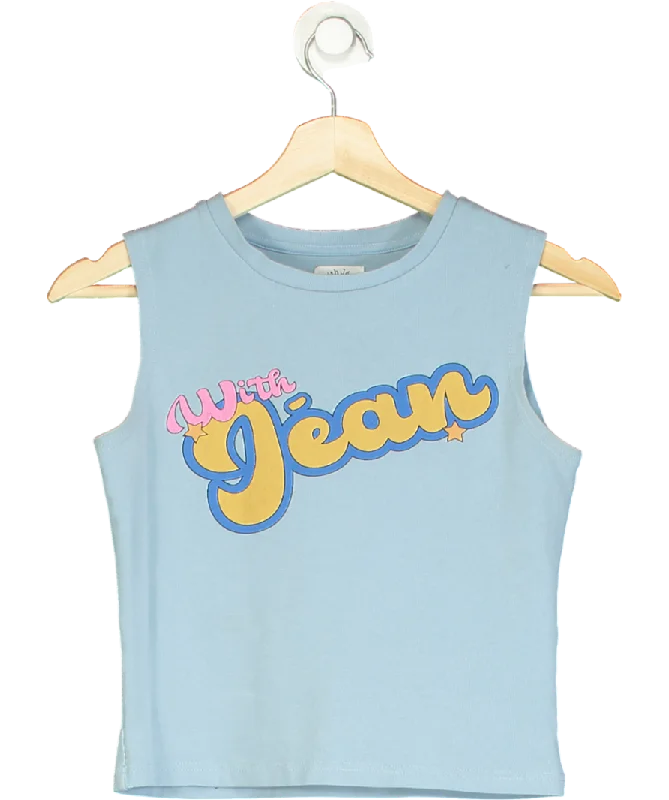 With Jean Blue Colorful Graphic Tank Top UK XS bold tank top